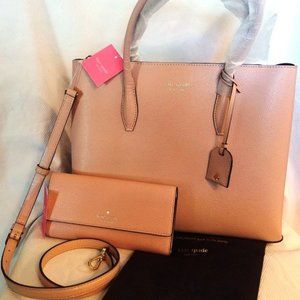 Kate Spade Rosy Cheeks Leather MEGA Bundle w/Tote, Wallet, Belt, Strap NWT